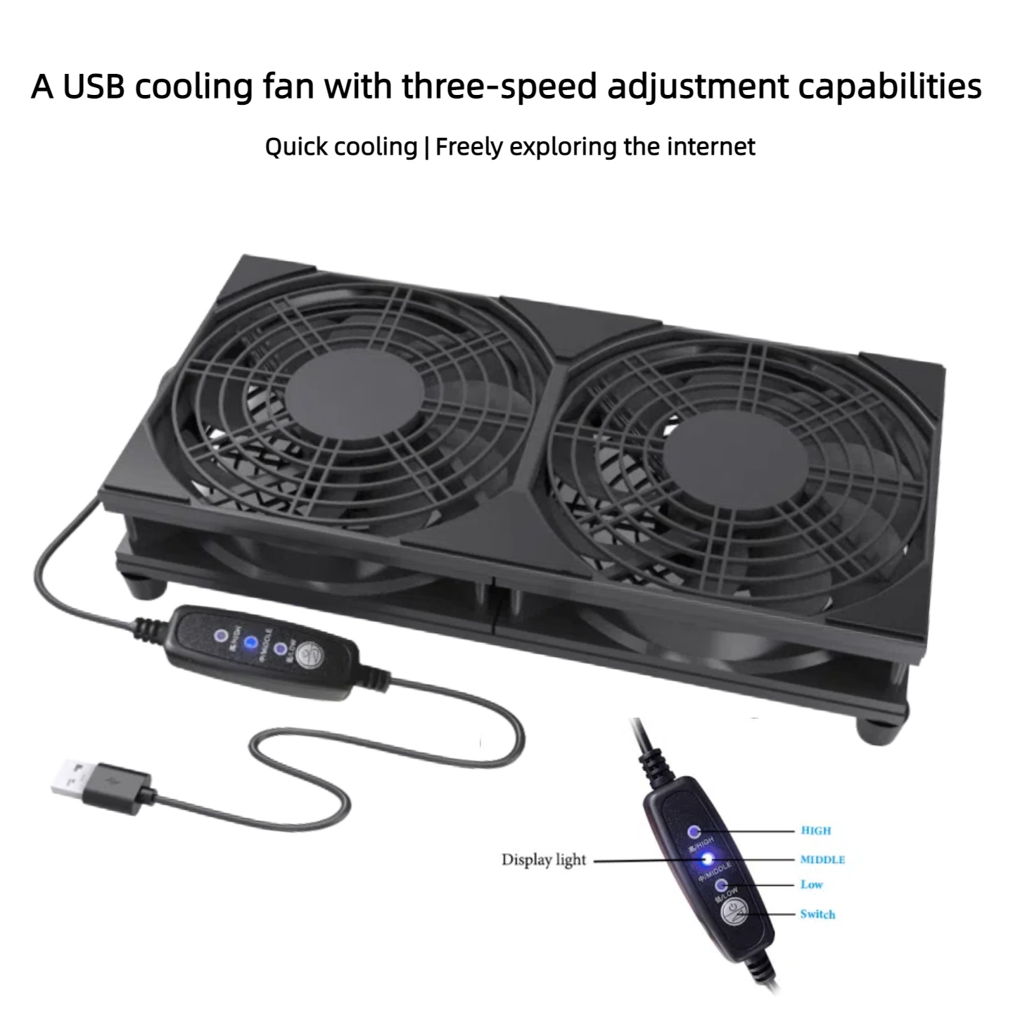Dual USB Cooling Fan with 3-Sp - Gaming Console Usb ulasan dan harga
